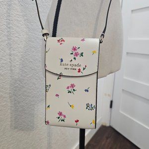 Kate Spade Cross Body Purse - Cream with Colorful Floral Pattern